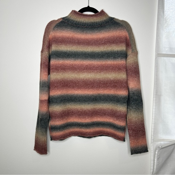 Evereve Rudy Spacedye Striped Pullover Sweater Mockneck Pink Green Size XS - Picture 2 of 7
